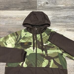 Nike‎ Dri Fit Casual Splicing Cascade Brustroke Camo Brown Mens M Fleece Hoodie